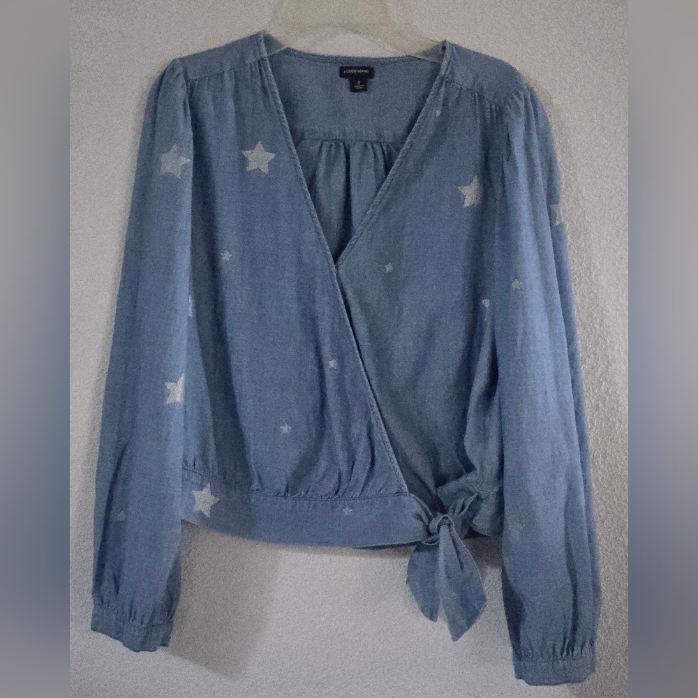 J. Crew Sky Blue Wrap Blouse - Picture 4 of 11